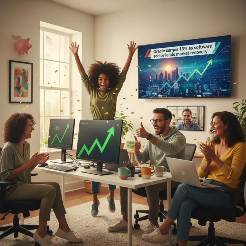 Oracle surges 13% as software sector leads market recovery