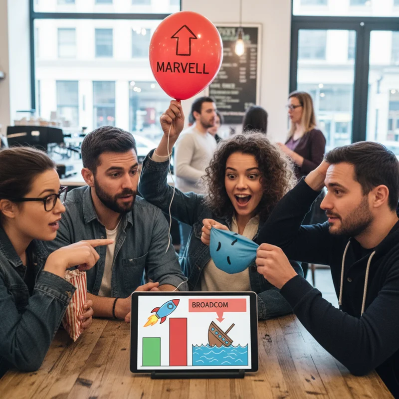 Marvell pops on report it will help Google with custom AI chips. Broadcom shares sink