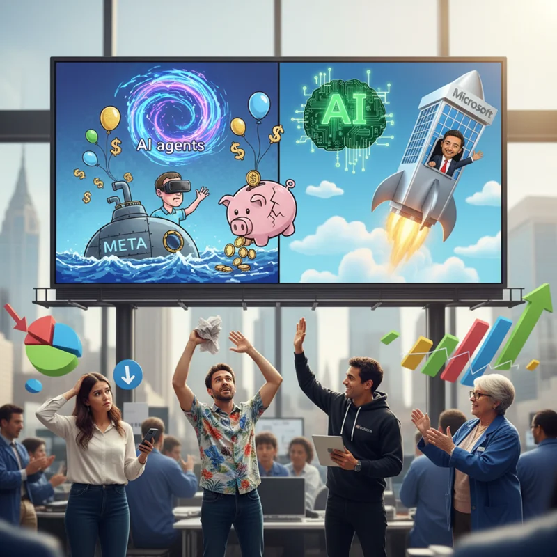 Meta tanks nearly 9%, Microsoft jumps 9% as the AI trade splits Big Tech